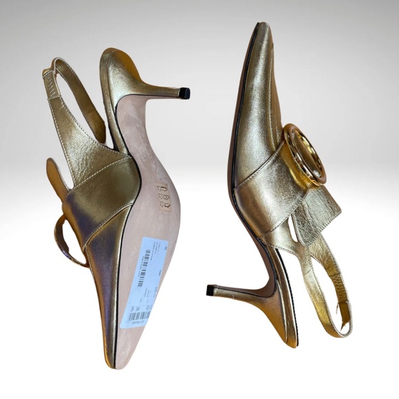 DORATEYMUR Gold Pointy Mules with Strap size 38 - Picture 3 of 6